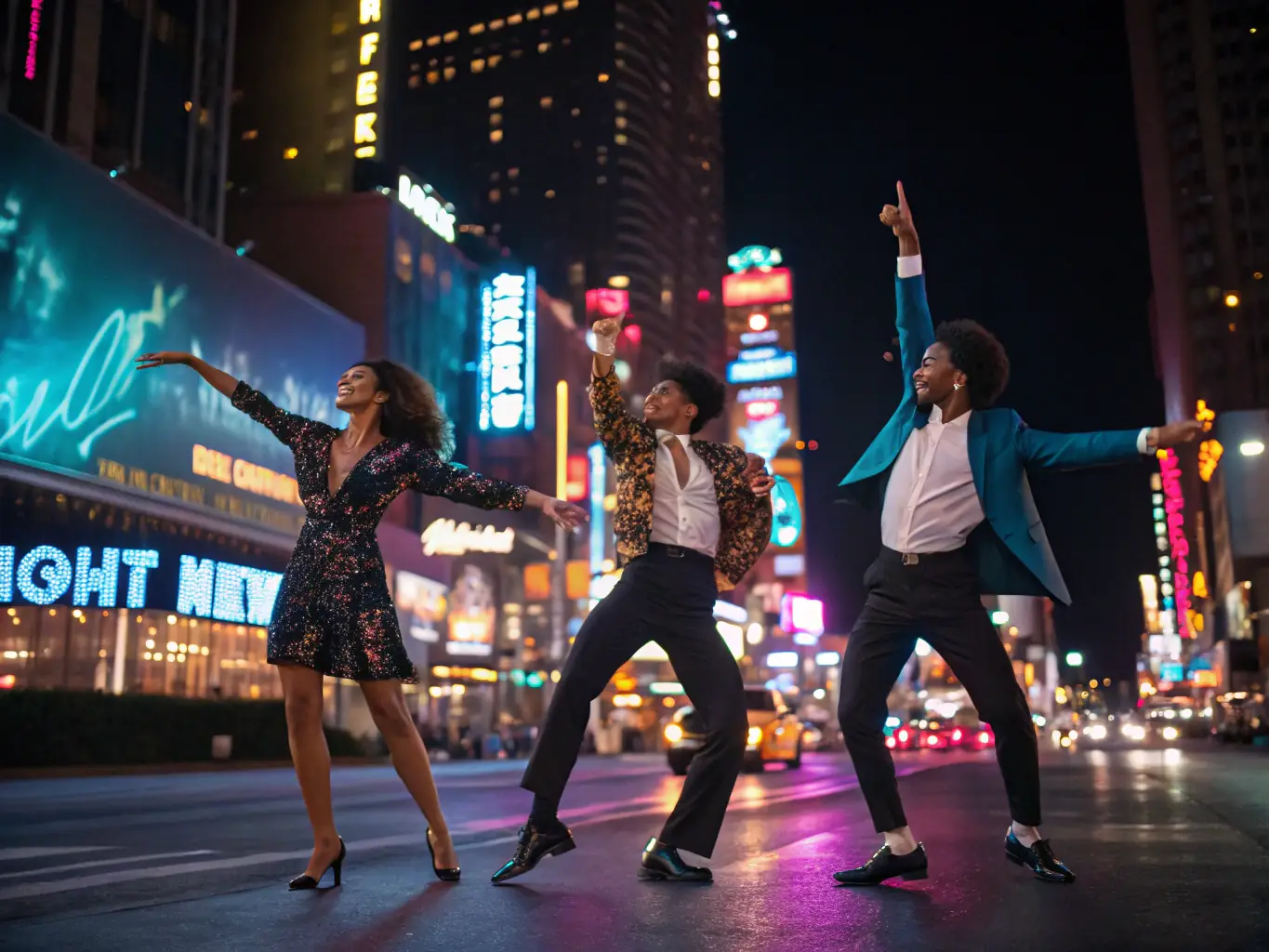A dynamic image of a dance performance in an urban setting, with dancers moving gracefully against the backdrop of a city skyline. The performance is part of a public arts festival organized by AKT ANGELY KULTURE THEATRE.